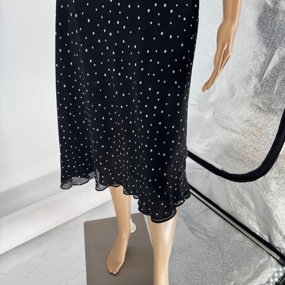 Talbots Women's Black Polka Dot 100% Silk Midi Dress Short Sleeve Size 8 - Picture 12 of 16